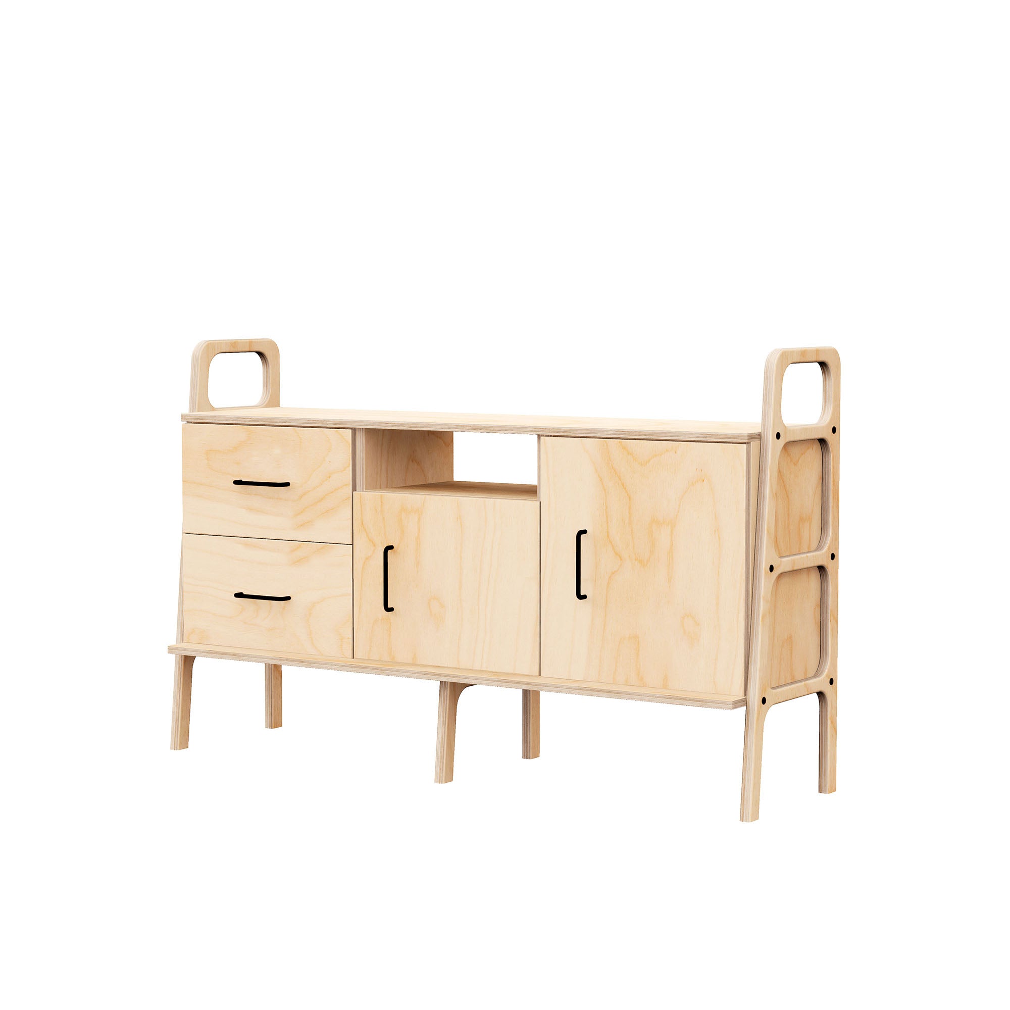 Natural Wood Furniture - Sideboard with Drawers and Cabinets